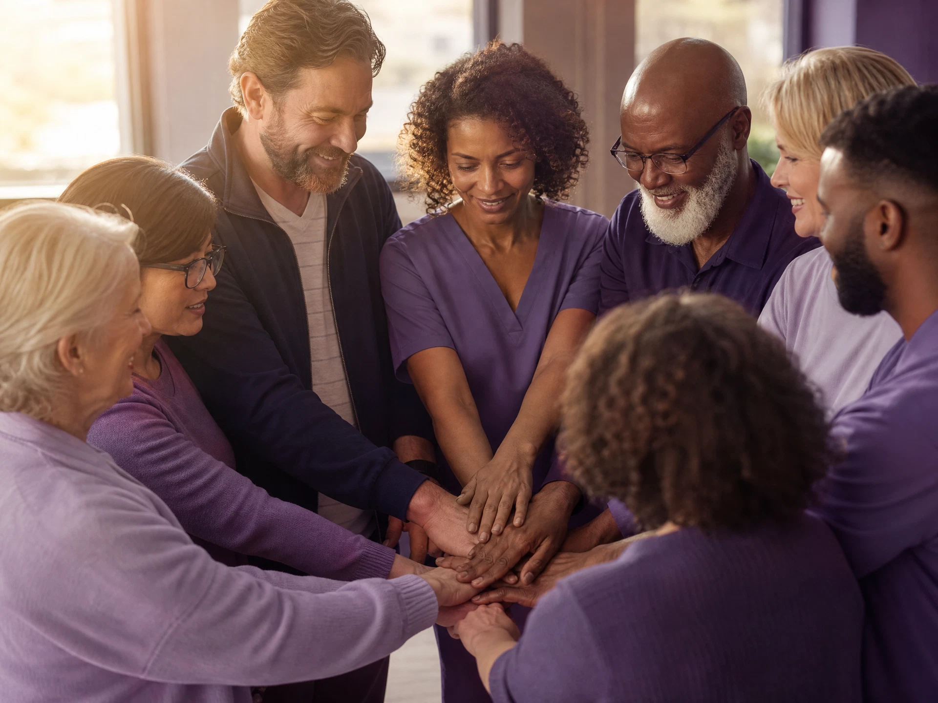 A supportive community joining hands